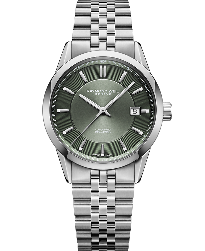 Freelancer Men's Automatic Olive Green Dial Stainless Steel Bracelet Watch, 38 mm