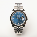 Datejust 41 - Oystersteel and White Gold, Bright Blue Diamond Set Dial (2024)