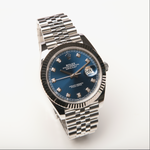 Datejust 41 - Oystersteel and White Gold, Bright Blue Diamond Set Dial (2024)