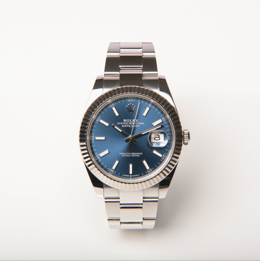 Datejust 41 - Oystersteel and White Gold, Bright Blue Dial (2022)