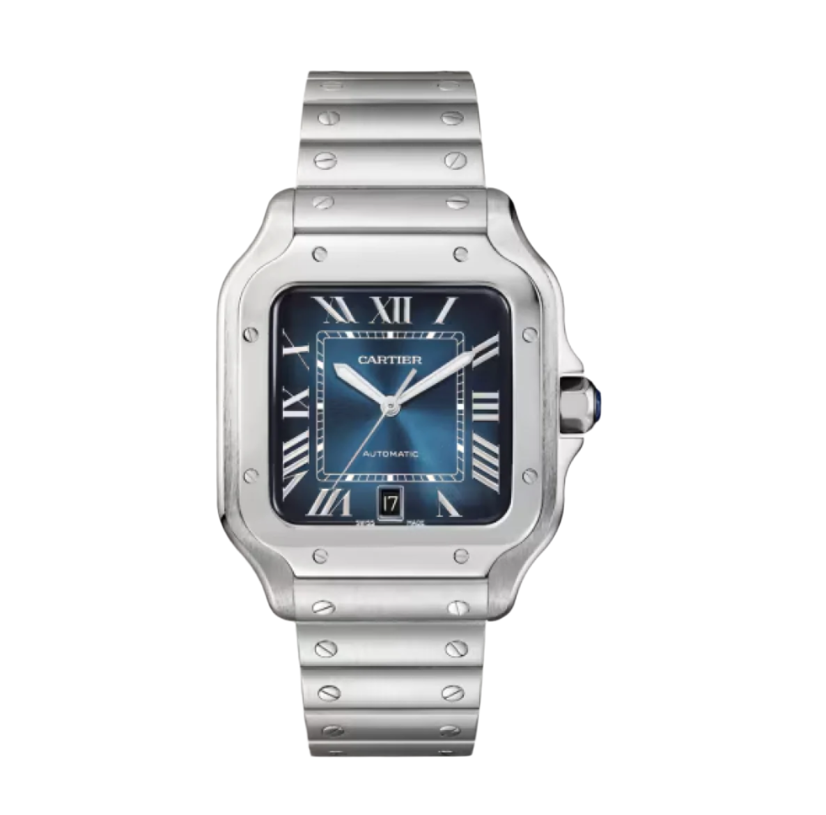 Leather Cartier Santos Blue Dial Review Santos De Cartier Large