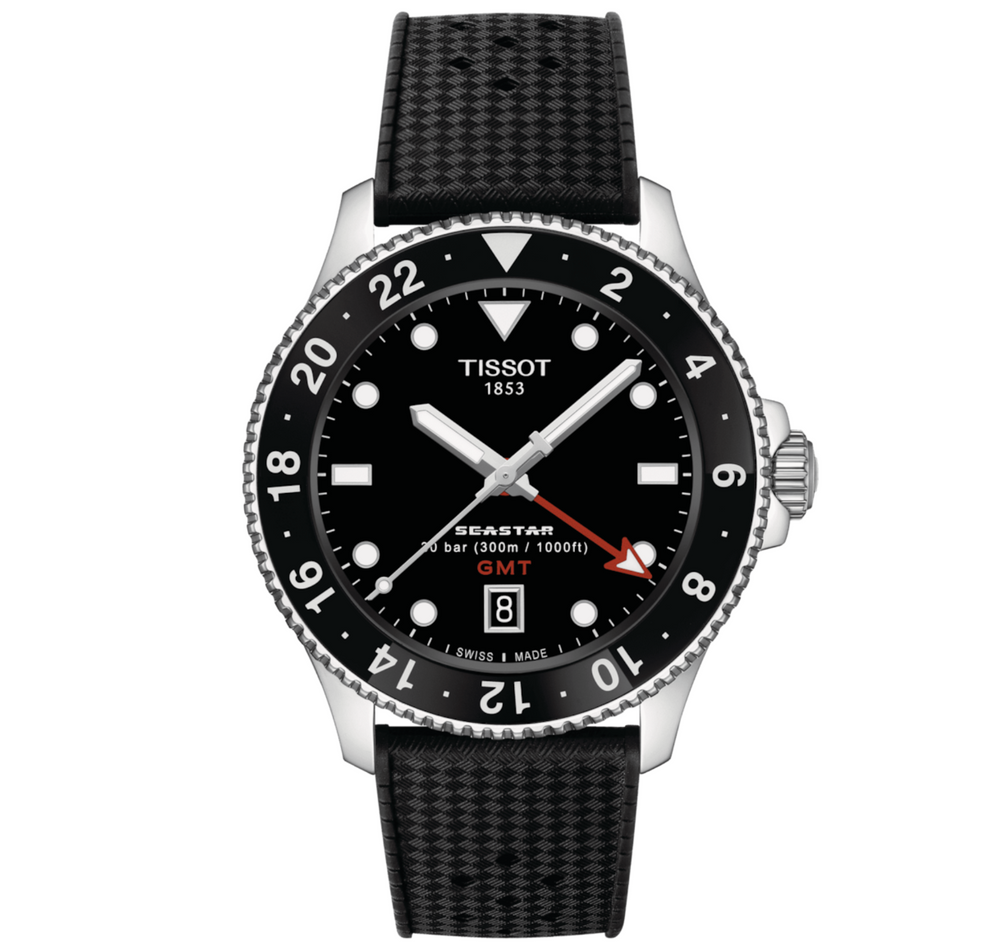 TISSOT SEASTAR 1000 GMT, 40MM BLACK- Quartz