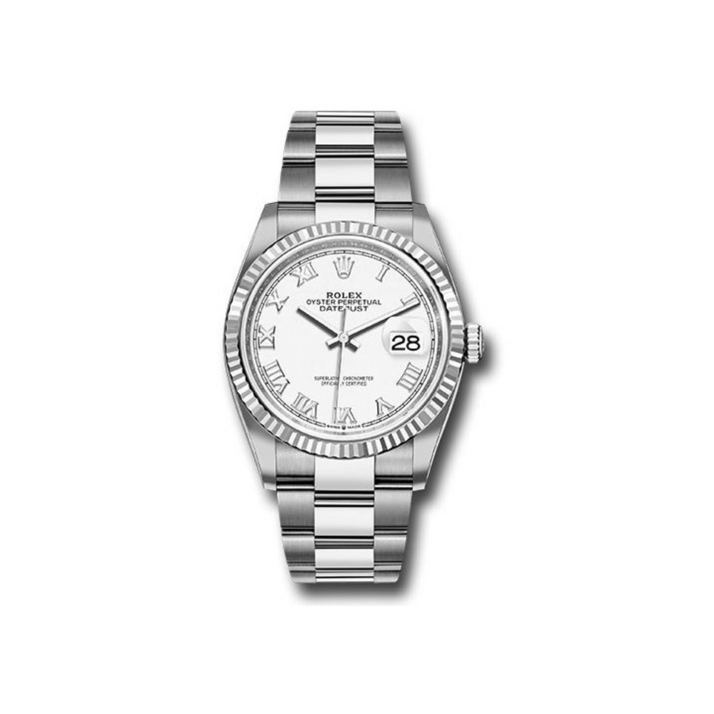 Datejust 36 - Oystersteel and White Gold, "White Roman" Dial - 2022