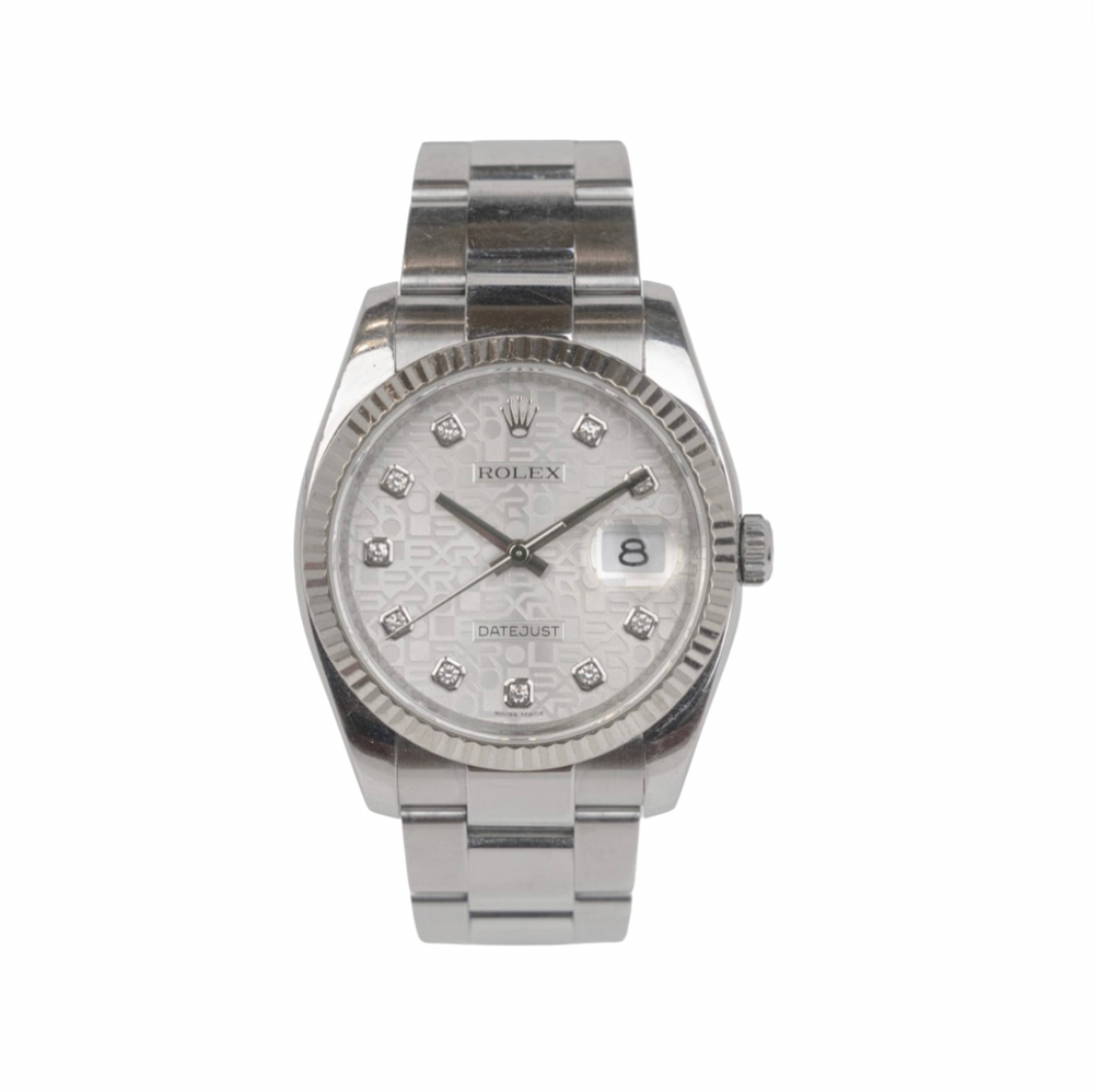 Datejust 36 Oystersteel & White Gold, "Rolex Motif" Diamonds
