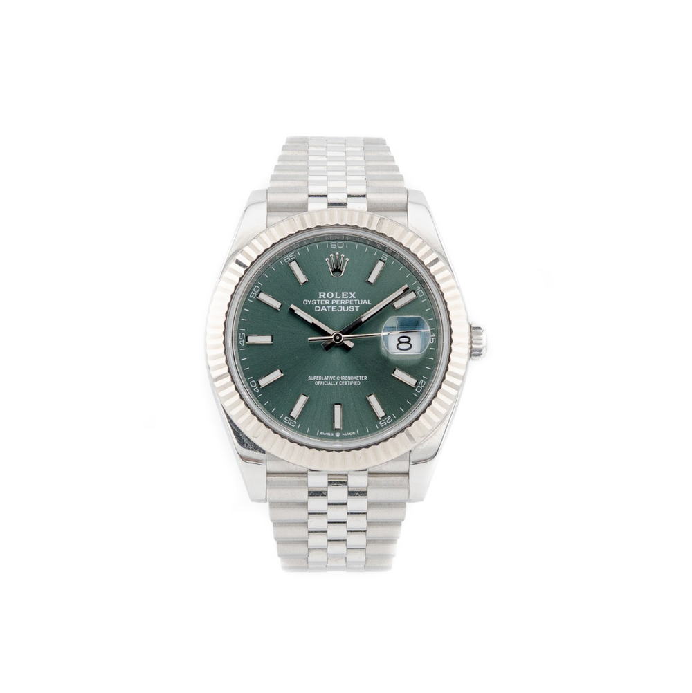 Datejust 41- Oystersteel & 18 ct White Gold, Mint Green - 2023