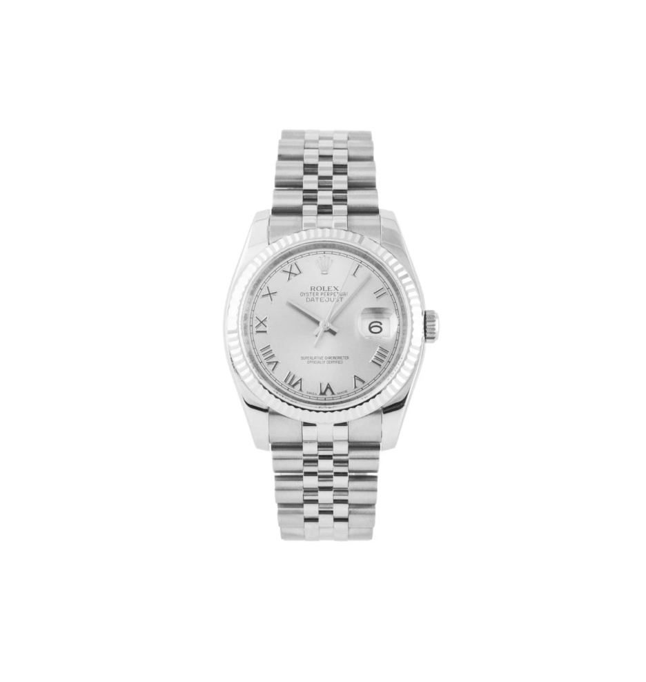 Datejust 36 - Oystersteel and 18k White Gold "Silver Roman" Dial