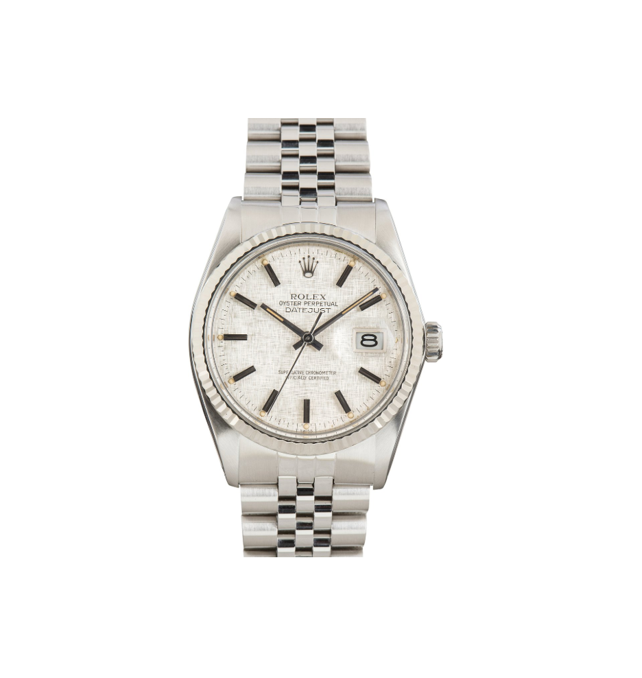 Datejust 36 Oystersteel and 18 ct White gold "Linen" "Swiss-T" Dial - 16014
