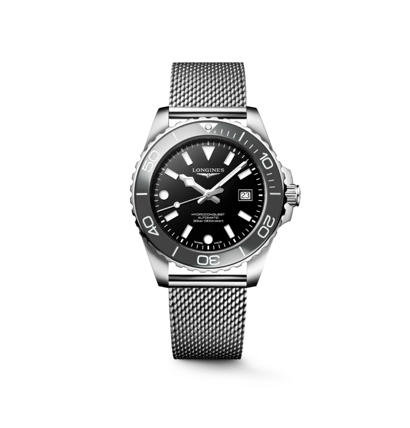 HYDROCONQUEST BLACK DIAL MESH BRACELET