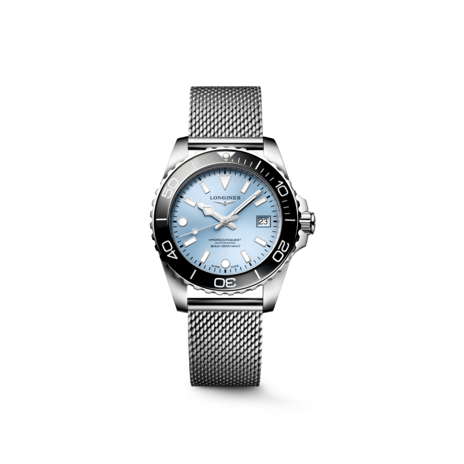 HYDROCONQUEST "FROSTED BLUE" 39MM WITH MESH BRACELET
