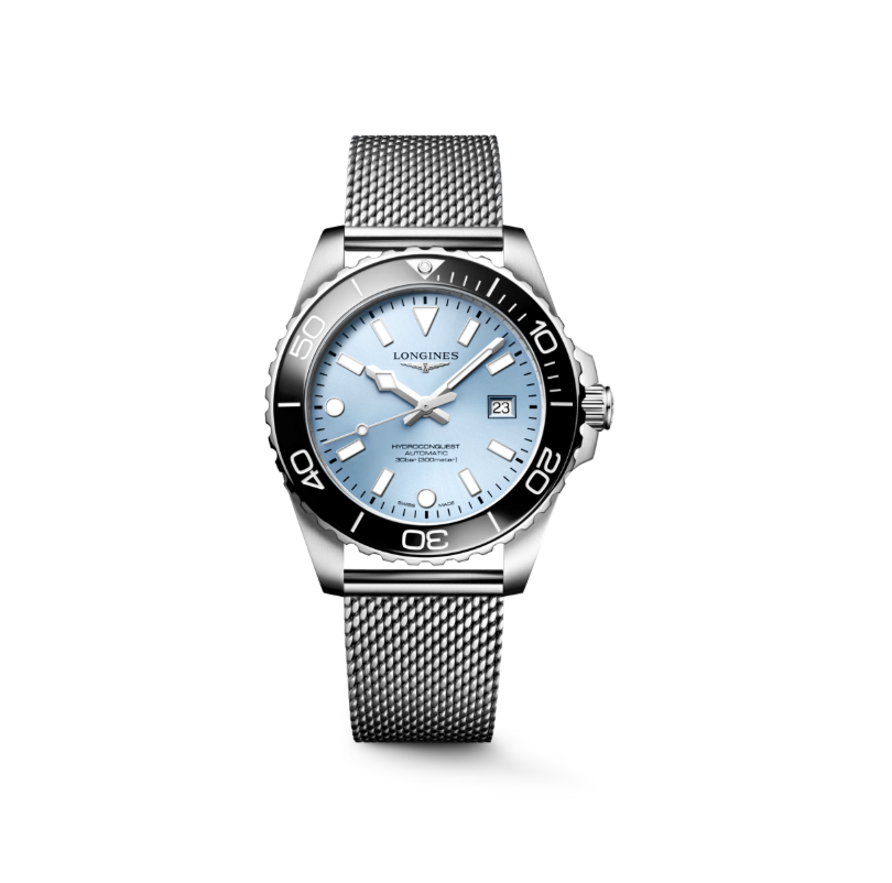 HYDROCONQUEST "FROSTED BLUE" 42MM WITH MESH BRACELET