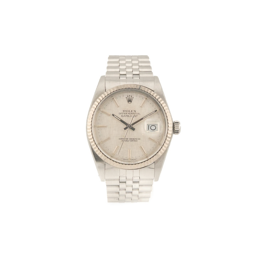 Datejust 36 Oystersteel and 18 ct White gold "Linen" Dial
