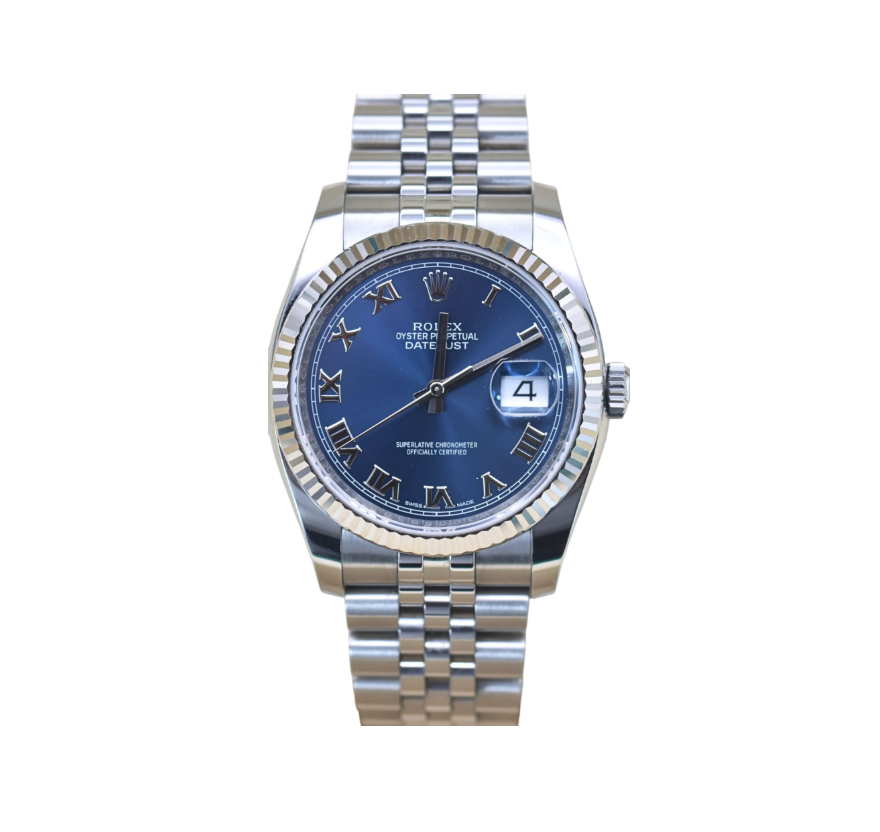 Datejust 36 - Oystersteel and White Gold, Blue Roman Dial