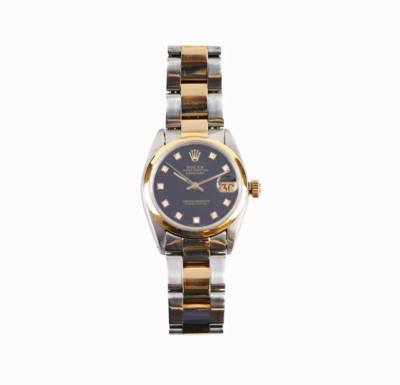Rolex Datejust 31 Two-Tone Black Diamond Dial Smooth Bezel