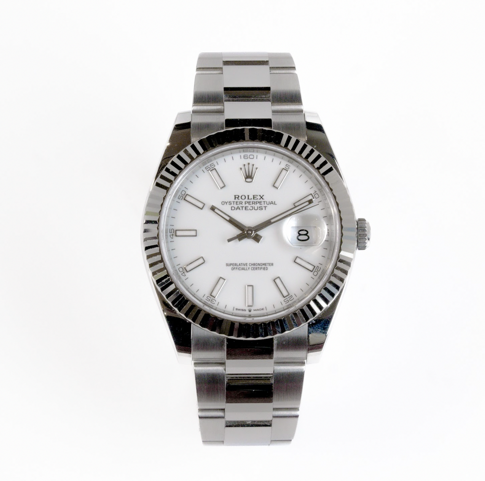 Datejust 41- Oystersteel & 18 ct White Gold, Stick Dial (2025)