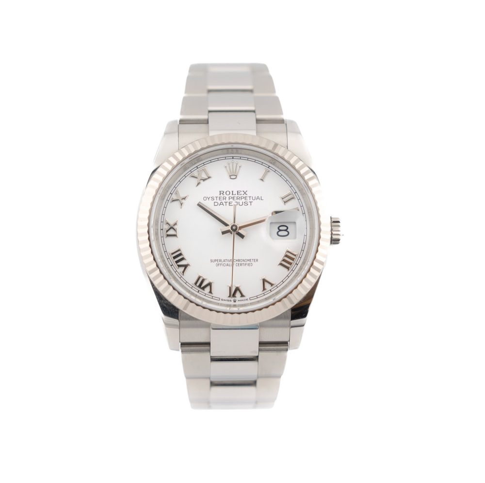 Datejust 36 - Oystersteel and White Gold, "White Roman" Dial - 2022