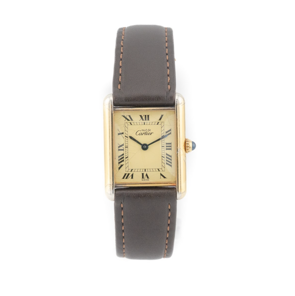 Must De Cartier Tank Lemon Dial with Numerals  (1990)