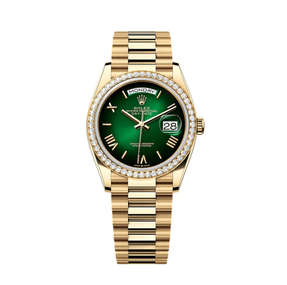 Day-date 36 - Yellow Gold, Ombre Green Dial with Diamonds (2025)