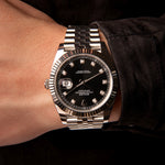 Datejust 41 - Oystersteel and White Gold, Bright Black, Diamond Set Dial (2022)