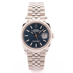 Datejust 36- Oystersteel & White Gold, Bright Blue Fluted Motif Dial (2022)