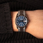 Datejust 36- Oystersteel & White Gold, Bright Blue Fluted Motif Dial (2022)