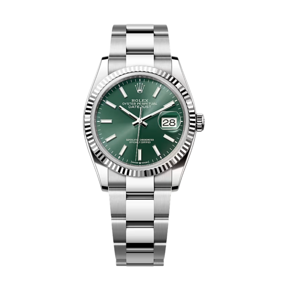 Datejust 36 - Oystersteel and White Gold, "Mint Green" - 2023
