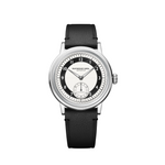 Raymond Weil Millesime automatic watch with black leather strap and silver stainless steel case