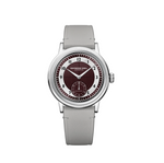 Raymond Weil Millesime Small Seconds automatic watch with burgundy and light grey tuxedo dial on calfskin strap