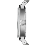 Side profile of Raymond Weil Millesime Small Seconds 39 mm stainless steel case with fluted crown