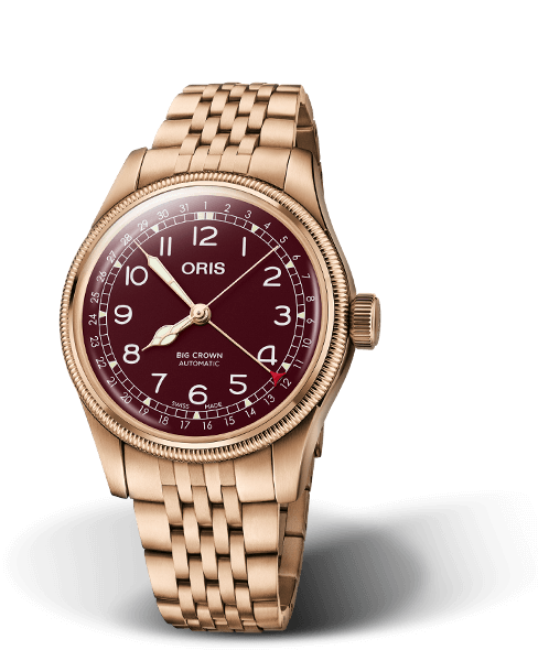 Oris big crown clearance pointer date red dial